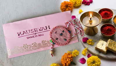 Handmade Textile Rakhi | Bunaai Designer Rakhi – Rakhi on Brown Living™. SKU: KR07. Img 1.