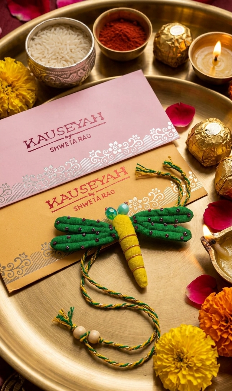 Handmade Textile Rakhi | Sneh Designer Rakhi – Rakhi on Brown Living™. SKU: KR08. Img 1.