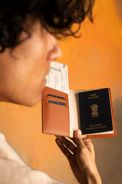 Handmade Travel Passport Holder & Organizer – Passport Wallet on Brown Living™. SKU: BL-PSP-BRN-001. Img 2.