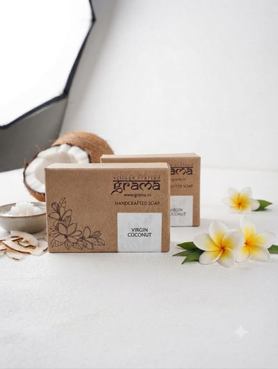Handmade Virgin Coconut Oil Soap , 125g | Pack of 2 & 3,(Hot Process ) – Body Soap on Brown Living™. SKU: gramaoirgin2. Img 8.