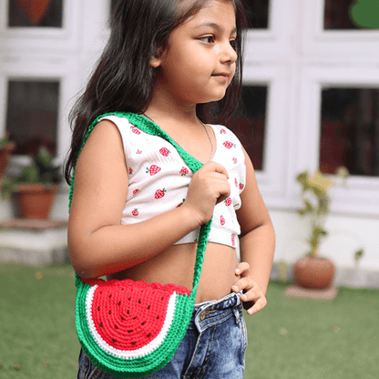Handmade Watermelon Crochet Bag – Kids Bags on Brown Living™. SKU: SARKID10. Img 1.