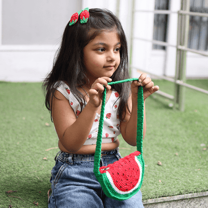 Handmade Watermelon Crochet Bag – Kids Bags on Brown Living™. SKU: SARKID10. Img 3.