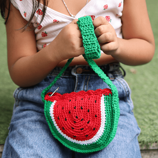 Handmade Watermelon Crochet Bag – Kids Bags on Brown Living™. SKU: SARKID10. Img 2.