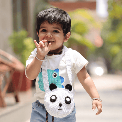 Handmade White Panda Crochet Bag – Kids Bags on Brown Living™. SKU: SARKID01. Img 5.