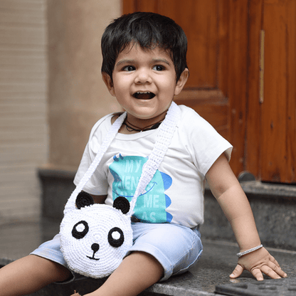 Handmade White Panda Crochet Bag – Kids Bags on Brown Living™. SKU: SARKID01. Img 4.