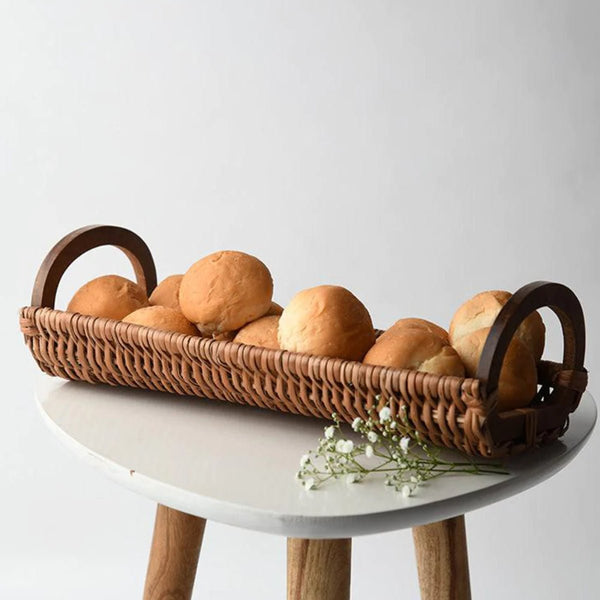 Handmade Wicker Bread Tray - Brown | Verified Sustainable Trays & Platters on Brown Living™
