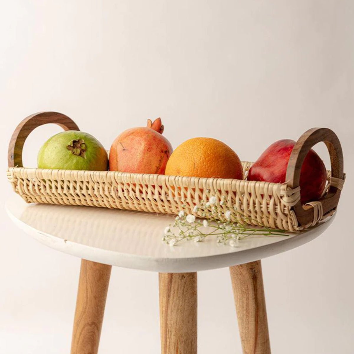 Handmade Wicker Bread Tray - White | Verified Sustainable by Brown Living™