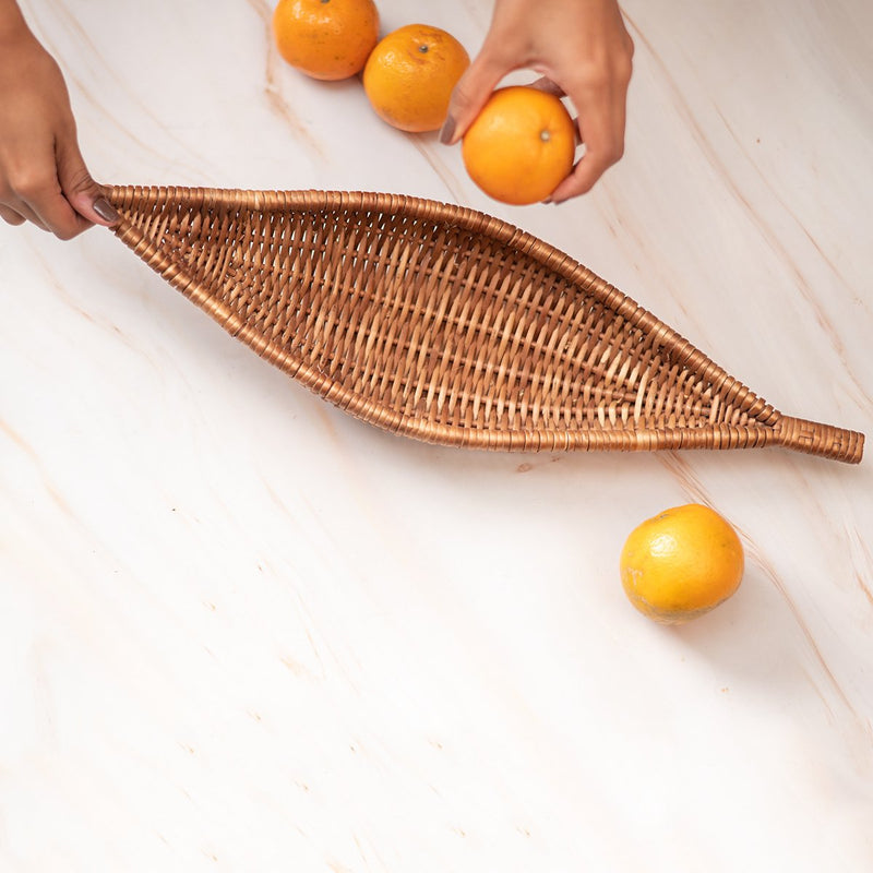 Handmade Wicker Shikara Bowl - Brown | Verified Sustainable Trays & Platters on Brown Living™