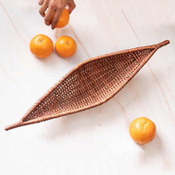 Handmade Wicker Shikara Bowl - Copper | Verified Sustainable Trays & Platters on Brown Living™
