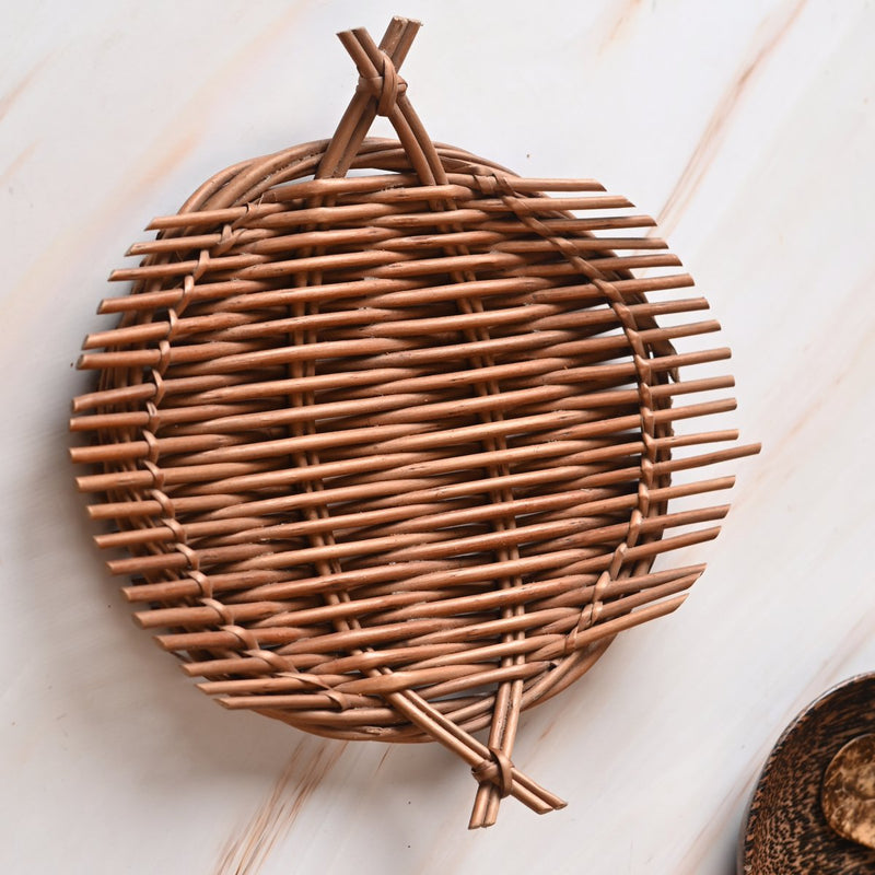 Handmade Wicker Small Tray - Brown | Verified Sustainable Trays & Platters on Brown Living™