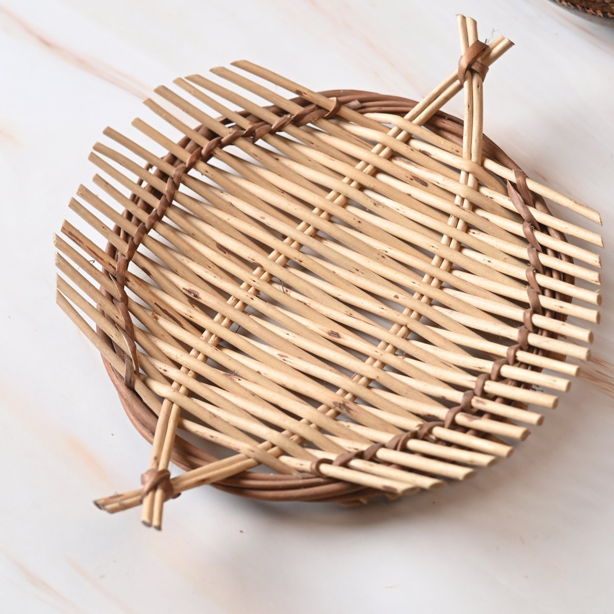 Handmade Wicker Small Tray - White | Verified Sustainable by Brown Living™