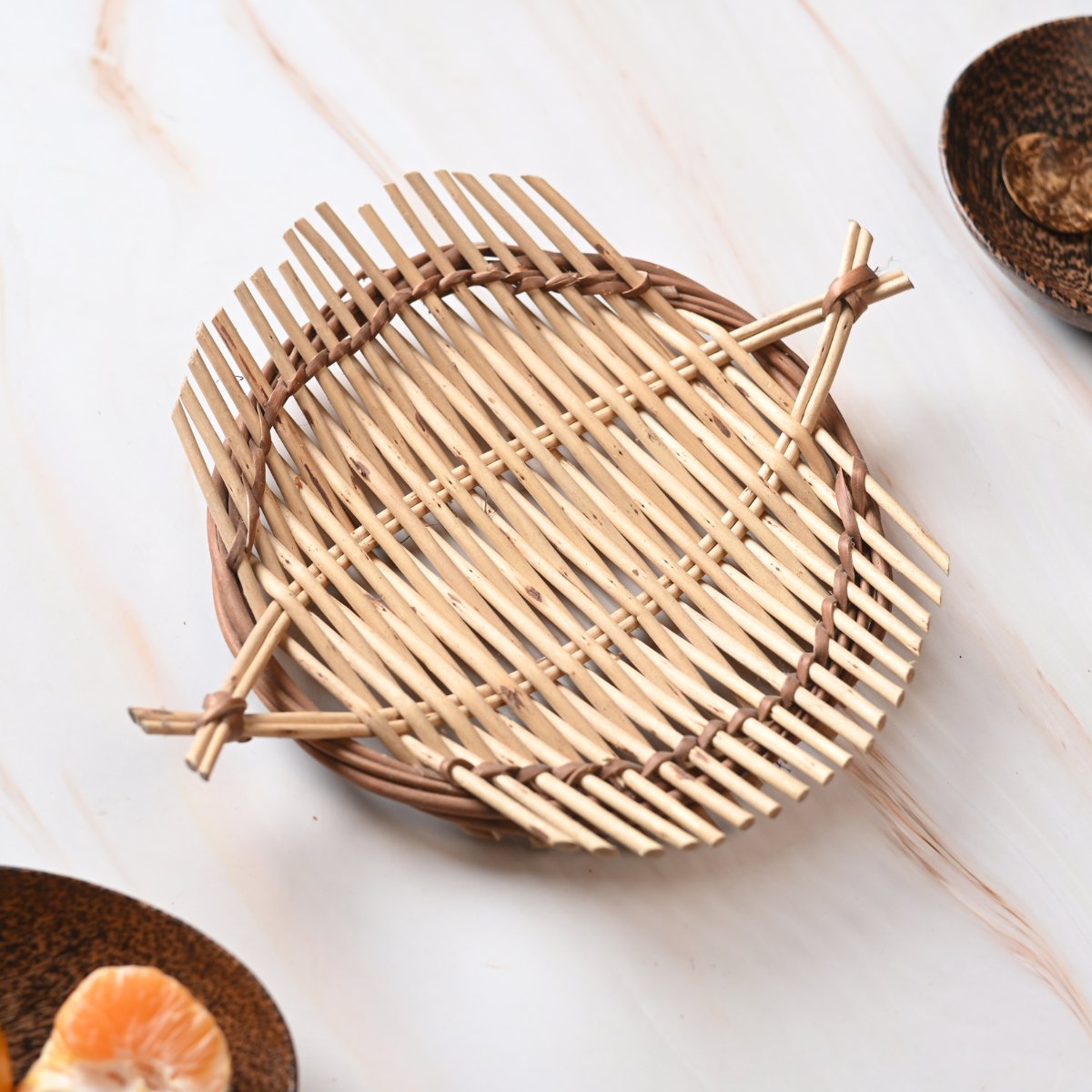 Handmade Wicker Small Tray - White | Verified Sustainable by Brown Living™