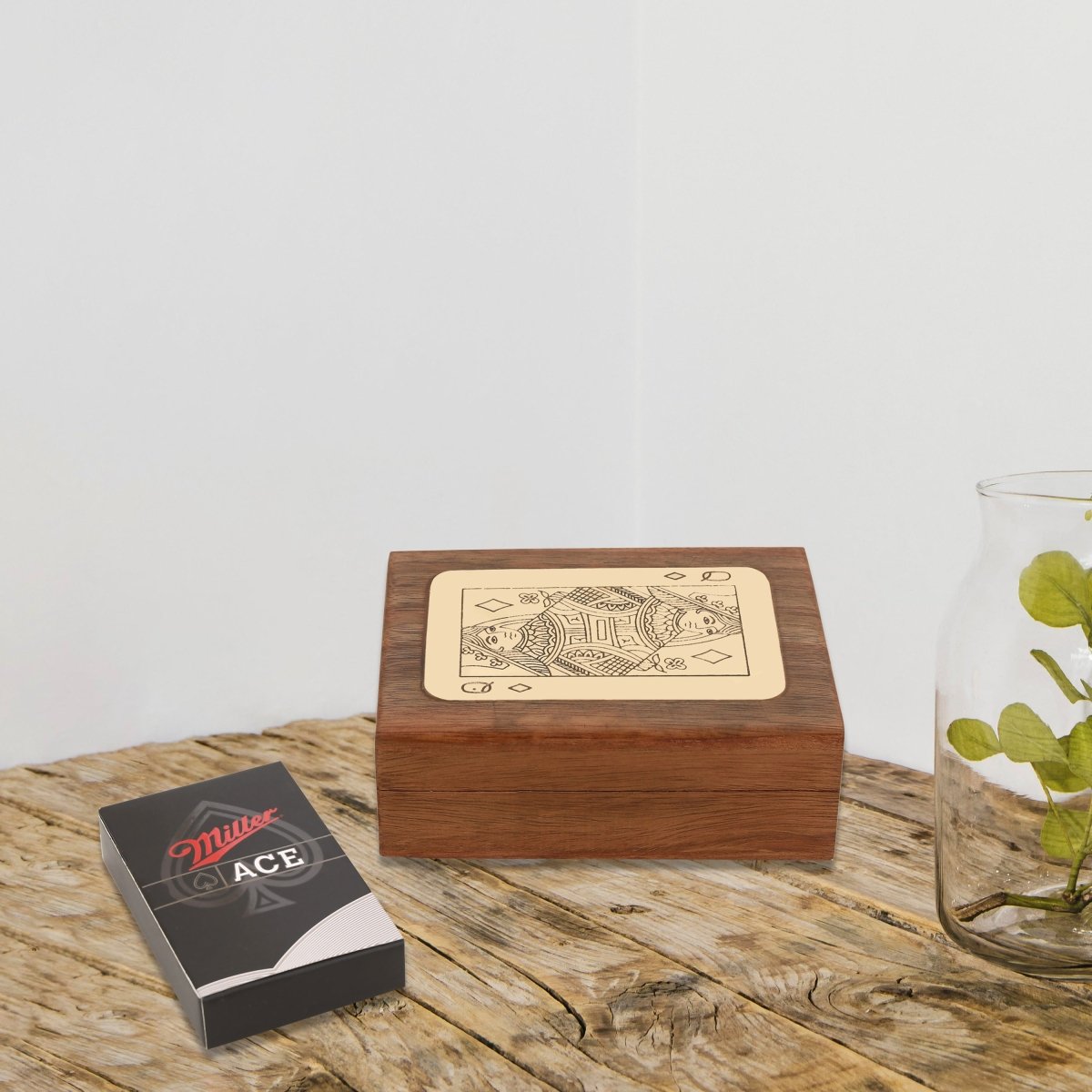 Handmade Wooden Single Deck Playing Card Case | Poker Queen – Card Games by Craft Cooper available on Brown Living™. . SKU: 10345435. Img 1.