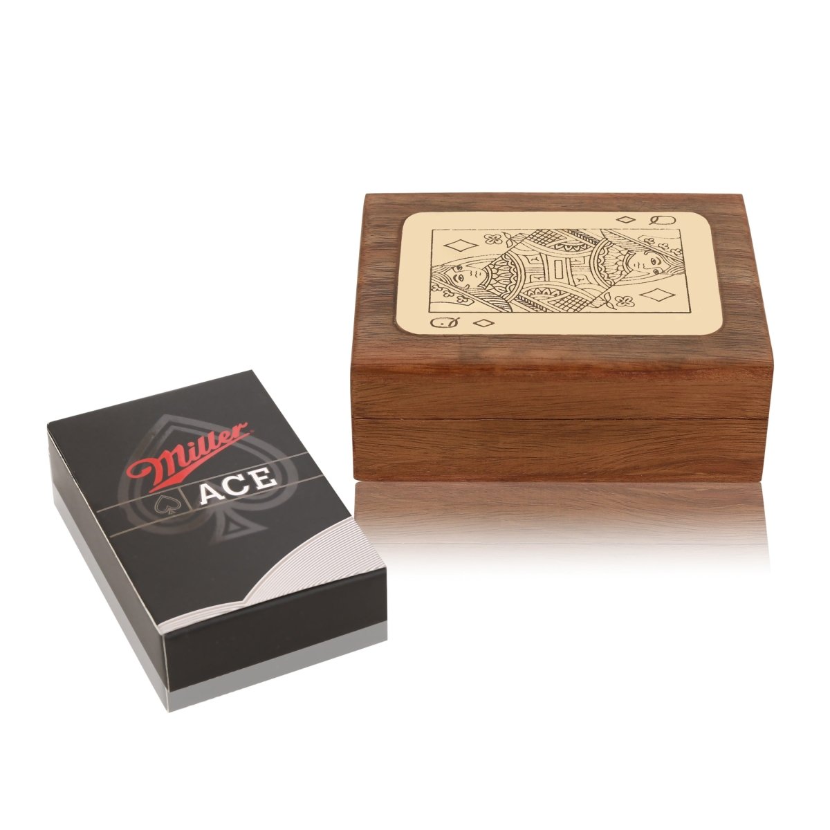 Handmade Wooden Single Deck Playing Card Case | Poker Queen – Card Games by Craft Cooper available on Brown Living™. . SKU: 10345435. Img 4.
