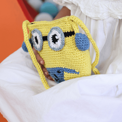 Handmade Yellow Minion Crochet Bag – Kids Bags on Brown Living™. SKU: SARKID03. Img 3.