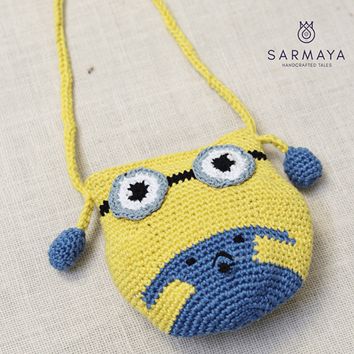 Handmade Yellow Minion Crochet Bag – Kids Bags on Brown Living™. SKU: SARKID03. Img 9.