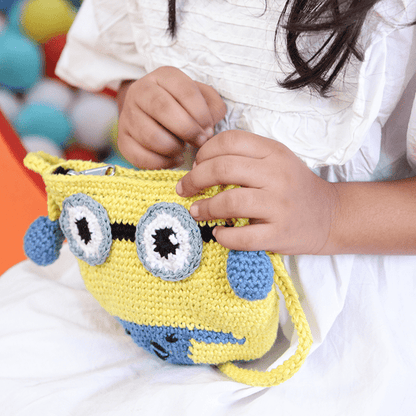 Handmade Yellow Minion Crochet Bag – Kids Bags on Brown Living™. SKU: SARKID03. Img 5.