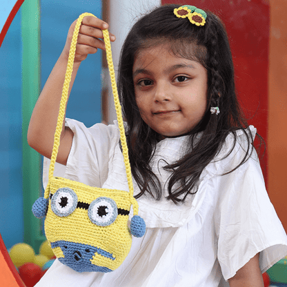Handmade Yellow Minion Crochet Bag – Kids Bags on Brown Living™. SKU: SARKID03. Img 4.