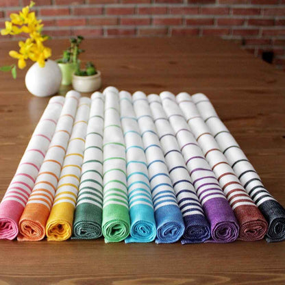 Handwoven Asymmetric Stripe Cotton Napkin for Everyday Use – Kitchen Linens on Brown Living™. SKU: NAASPK11. Img 1.