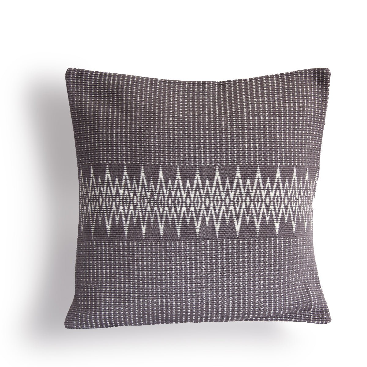 Handwoven Cotton Andean Grey & White Tribal Cushion Cover – Covers & Inserts on Brown Living™. SKU: UD00000100. Img 1.