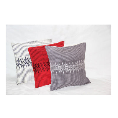Handwoven Cotton Andean Grey & White Tribal Cushion Cover – Covers & Inserts on Brown Living™. SKU: UD00000100. Img 3.