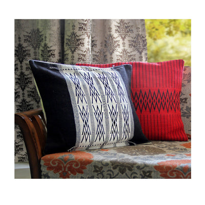 Handwoven Cotton Andean Red And Black Tribal Cushion Cover – Covers & Inserts on Brown Living™. SKU: UD00000107. Img 4.