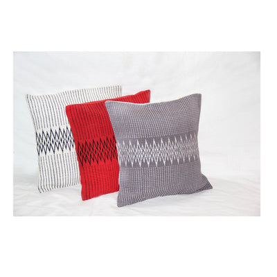Handwoven Cotton Andean Red And Black Tribal Cushion Cover – Covers & Inserts on Brown Living™. SKU: UD00000107. Img 5.