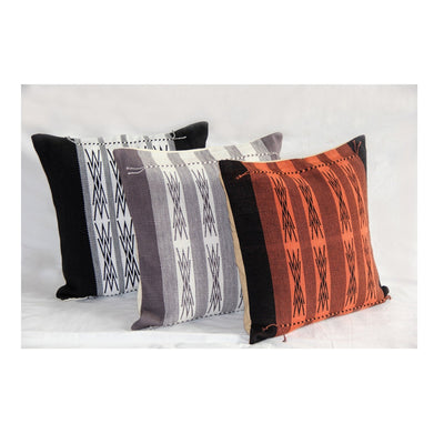 Handwoven Cotton Japfu Grey & White Tribal Cushion Cover – Covers & Inserts on Brown Living™. SKU: UD00000101. Img 3.