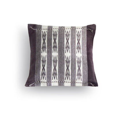 Handwoven Cotton Japfu Grey & White Tribal Cushion Cover – Covers & Inserts on Brown Living™. SKU: UD00000101. Img 1.