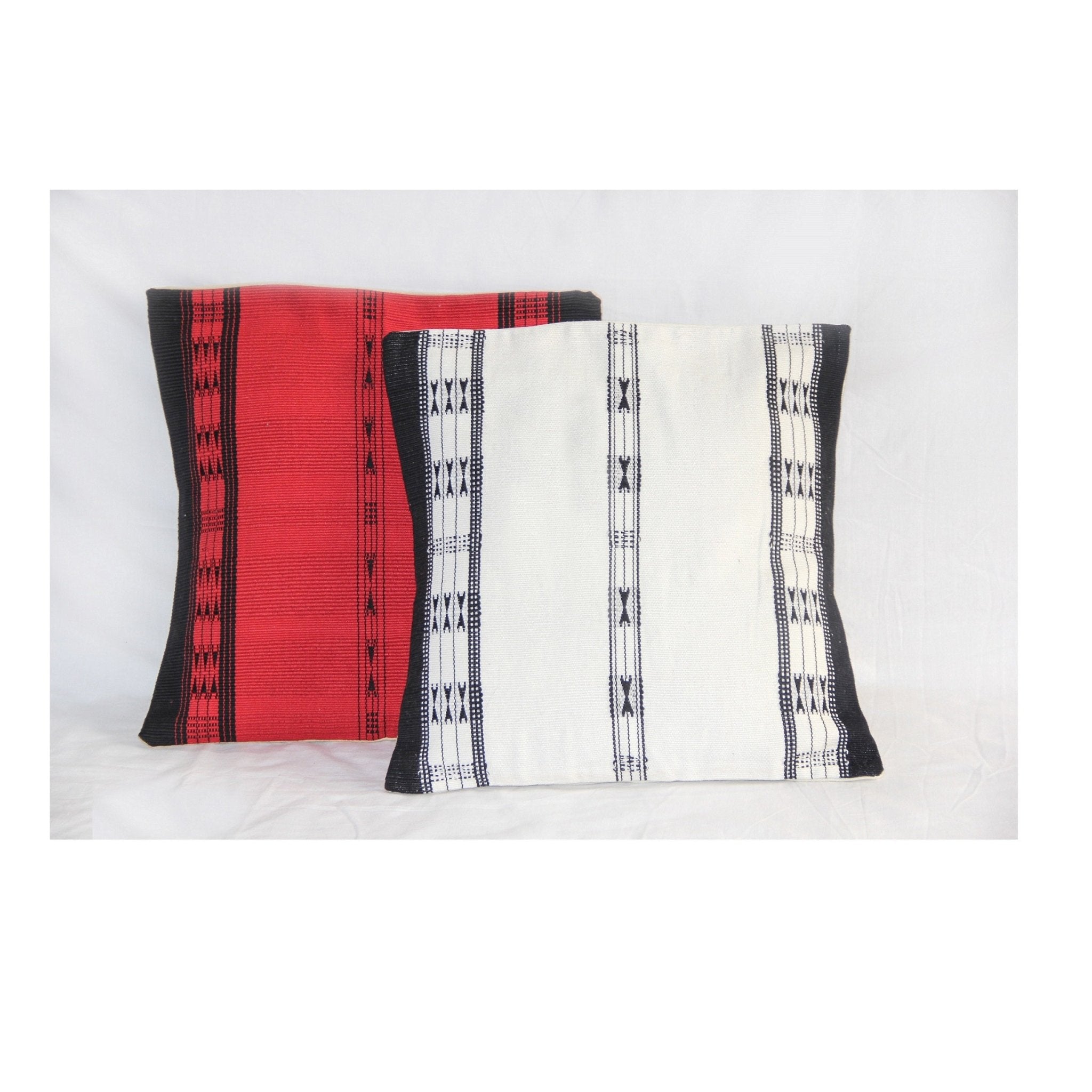 Handwoven Cotton Khonoma Black And White Tribal Cushion Cover – Covers & Inserts on Brown Living™. SKU: UD00000111. Img 3.