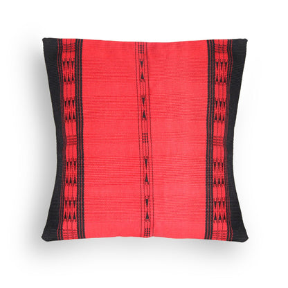 Handwoven Cotton Khonoma Red And Black Tribal Cushion Cover – Covers & Inserts on Brown Living™. SKU: UD00000105. Img 1.