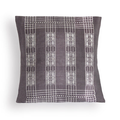 Handwoven Cotton Pamo Grey & White Tribal Cushion Cover – Covers & Inserts on Brown Living™. SKU: UD00000102. Img 1.