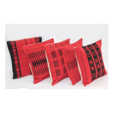 Handwoven Cotton Pamo Red And Black Tribal Cushion Cover – Covers & Inserts on Brown Living™. SKU: UD00000104. Img 4.