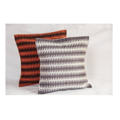 Handwoven Cotton Patkai Grey & White Tribal Cushion Cover – Covers & Inserts on Brown Living™. SKU: UD00000099. Img 4.