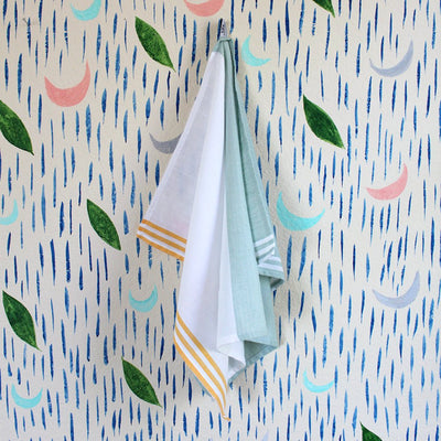 Handwoven Cotton Saffron Mint Kitchen Towel – Kitchen Linens on Brown Living™. SKU: KTSM11. Img 1.