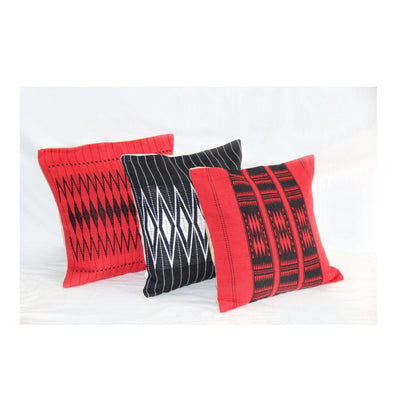 Handwoven Cotton Shilloi Red And Black Tribal Cushion Cover – Covers & Inserts on Brown Living™. SKU: UD00000106. Img 4.