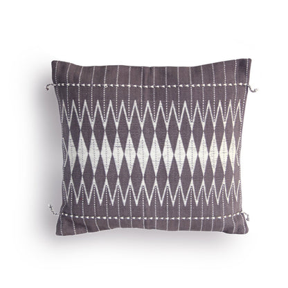 Handwoven Dzukou Grey And White Cotton Cushion Cover – Covers & Inserts on Brown Living™. SKU: UD00000103. Img 4.