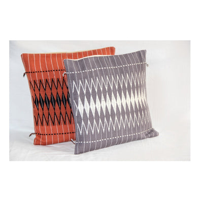 Handwoven Dzukou Grey And White Cotton Cushion Cover – Covers & Inserts on Brown Living™. SKU: UD00000103. Img 3.