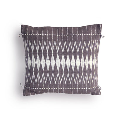 Handwoven Dzukou Grey And White Cotton Cushion Cover – Covers & Inserts on Brown Living™. SKU: UD00000103. Img 1.