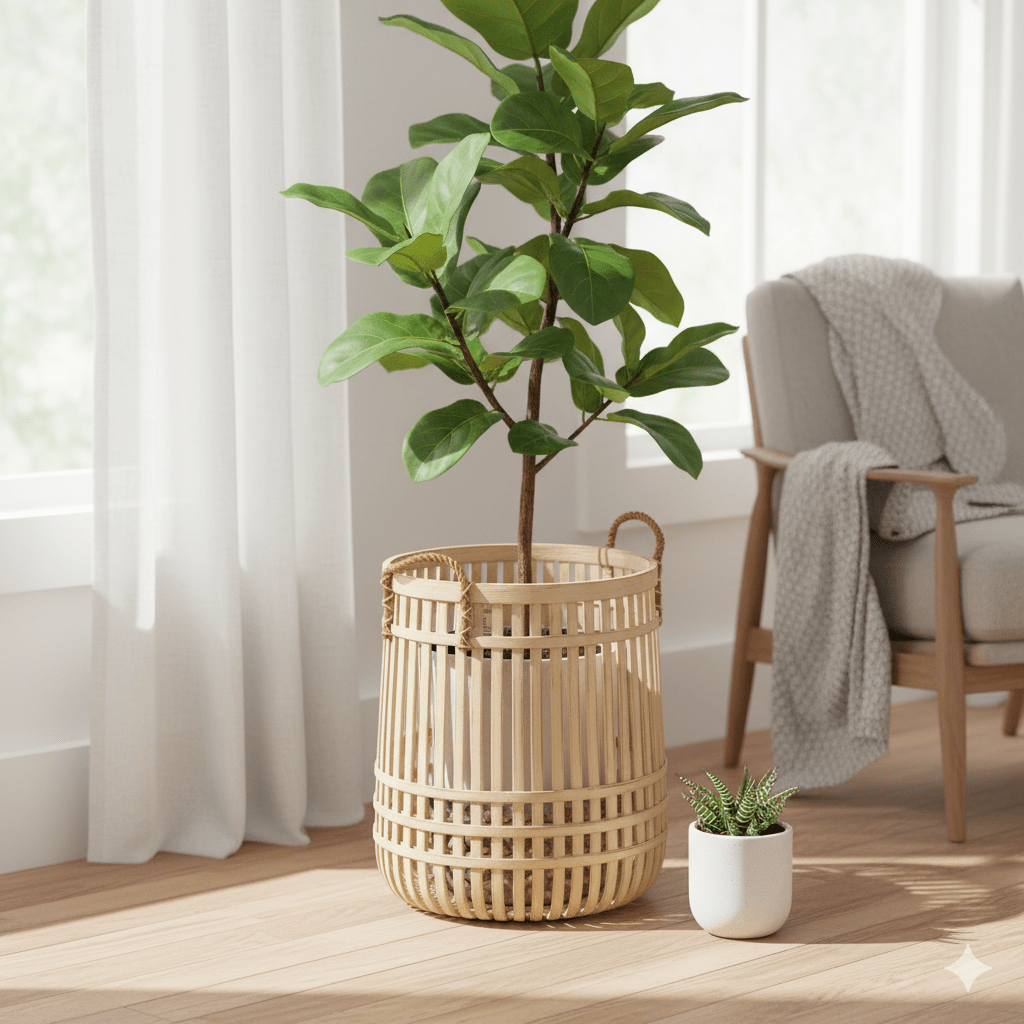 Handwoven Multipurpose Quito White Wash –Storage Basket – Pots & Planters on Brown Living™. SKU: QuitoBasketWhiteWashLarge. Img 1.