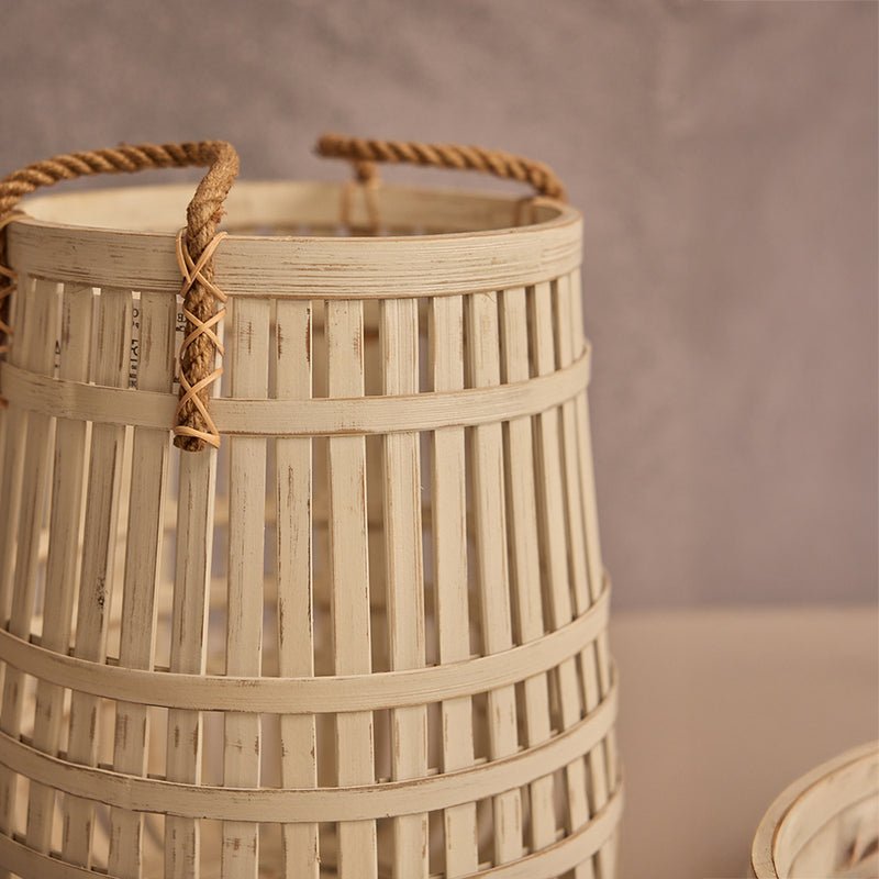 Handwoven Multipurpose Quito White Wash –Storage Basket – Pots & Planters on Brown Living™. SKU: QuitoBasketWhiteWashSmall. Img 3.