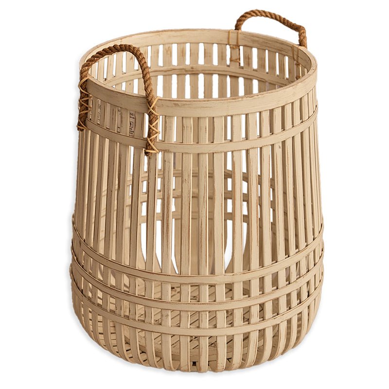 Handwoven Multipurpose Quito White Wash –Storage Basket – Pots & Planters on Brown Living™. SKU: QuitoBasketWhiteWashSmall. Img 2.