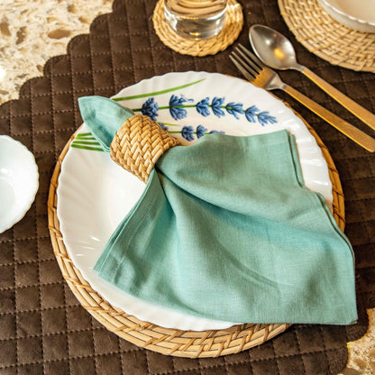 Handwoven Rattan Napkin Rings (Set of 6) | Rustic Table Setting – Table Essentials on Brown Living™. SKU: SYMTAS004. Img 1.