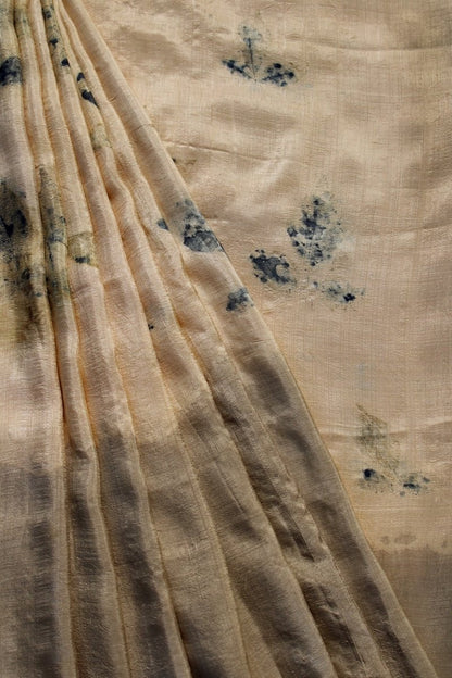 Handwoven Shambhu Silk Banana Saree - Beige & Grey | Verified Sustainable by Brown Living™