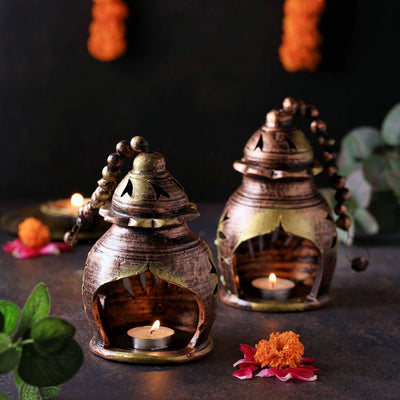 Hanging Nest Set – Artistic Diya Holder Set – Home Decor on Brown Living™. SKU: D14. Img 1.