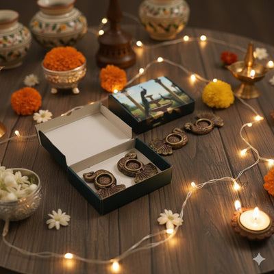 Hans T - Light Diya Set – Traditional Decorative Set – Home Decor on Brown Living™. SKU: D45. Img 5.