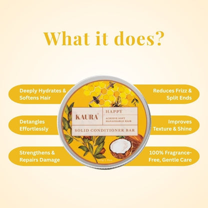 Happy - Hair Solid Conditioner Bar for Smooth Hair | 35g – Hair Conditioner by Kaura available on Brown Living™. . SKU: BL - KI - 059. Img 4.