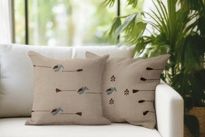 Hargila Cushion Cover | Hand - Embroidered Cotton Decorative Cushion – Covers & Inserts on Brown Living™. SKU: UD00000198 - n. Img 3.