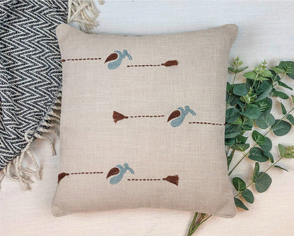 Hargila Cushion Cover | Hand - Embroidered Cotton Decorative Cushion – Covers & Inserts on Brown Living™. SKU: UD00000198 - n. Img 2.