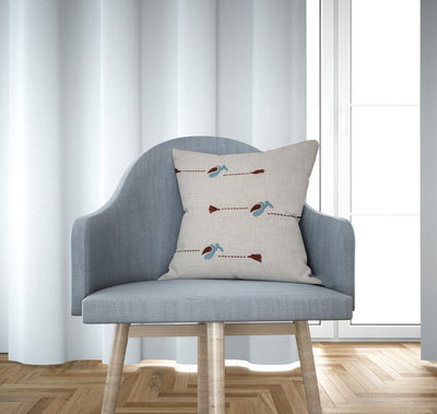 Hargila Cushion Cover | Hand - Embroidered Cotton Decorative Cushion – Covers & Inserts on Brown Living™. SKU: UD00000198 - n. Img 4.